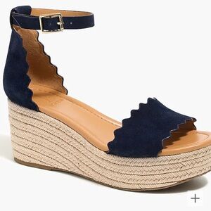 EUC J Crew Factory Navy Suede Flatform Espadrille size 8